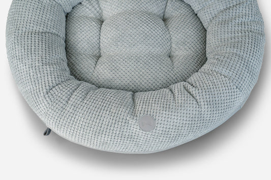 Dog Bed Faux Fur Donut Bolster Calming Washable Gray Mat