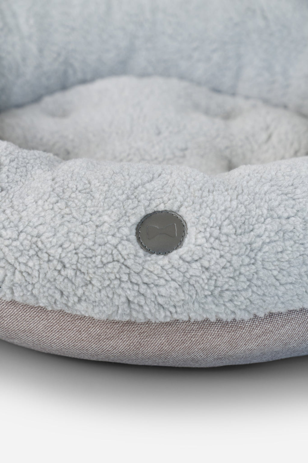Faux Fur Donut Dog Bed – Washable, Bolster Rim, Gray