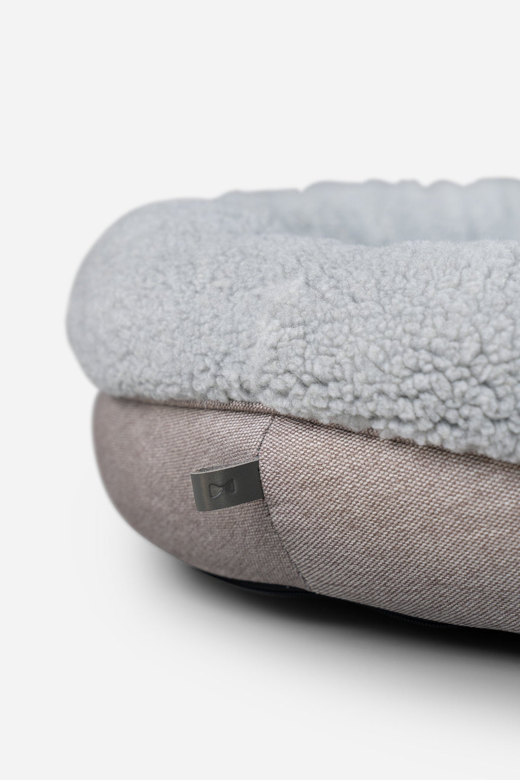 Faux Fur Donut Dog Bed – Washable, Bolster Rim, Gray