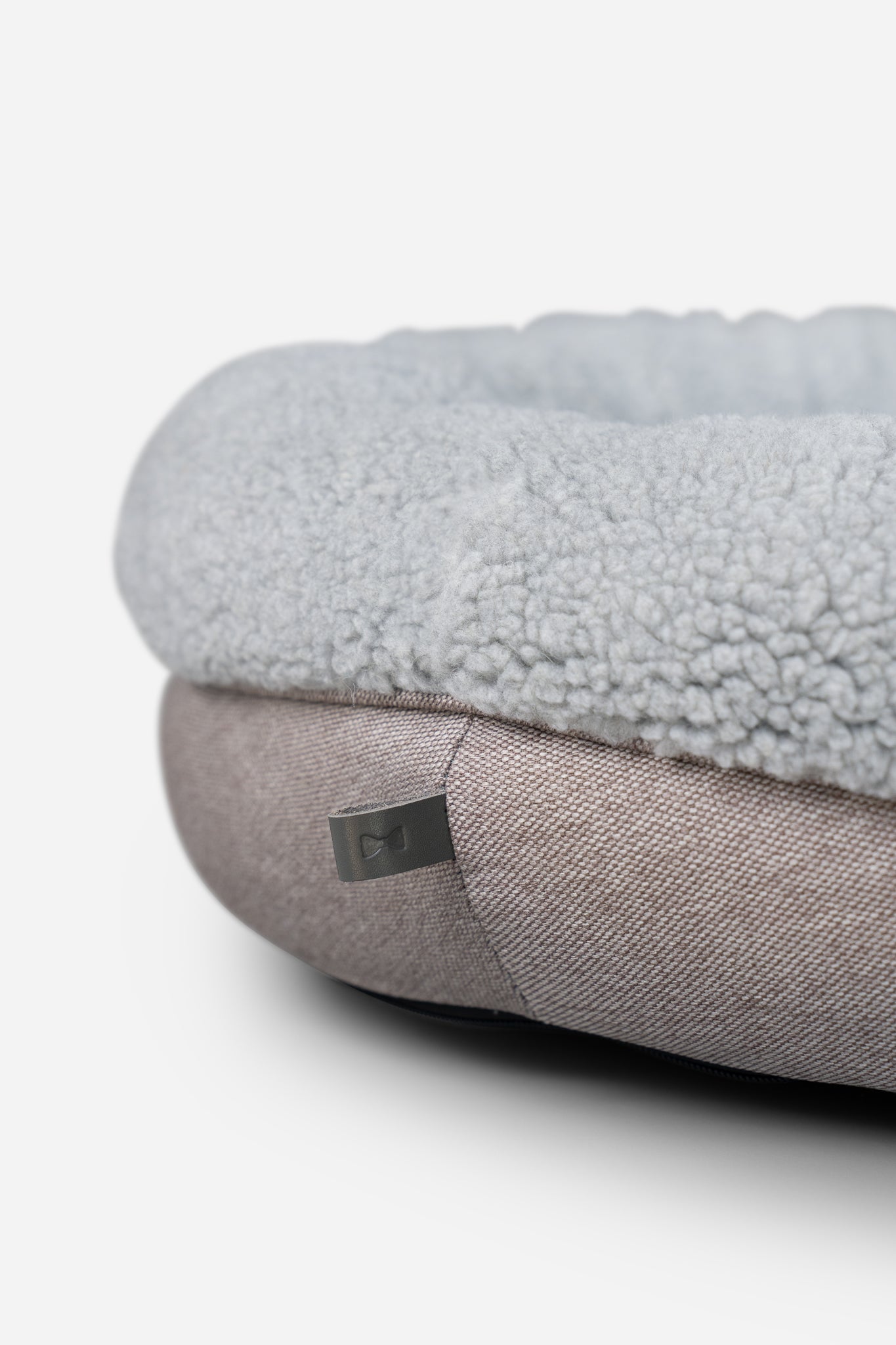 Faux Fur Donut Dog Bed – Washable, Bolster Rim, Gray