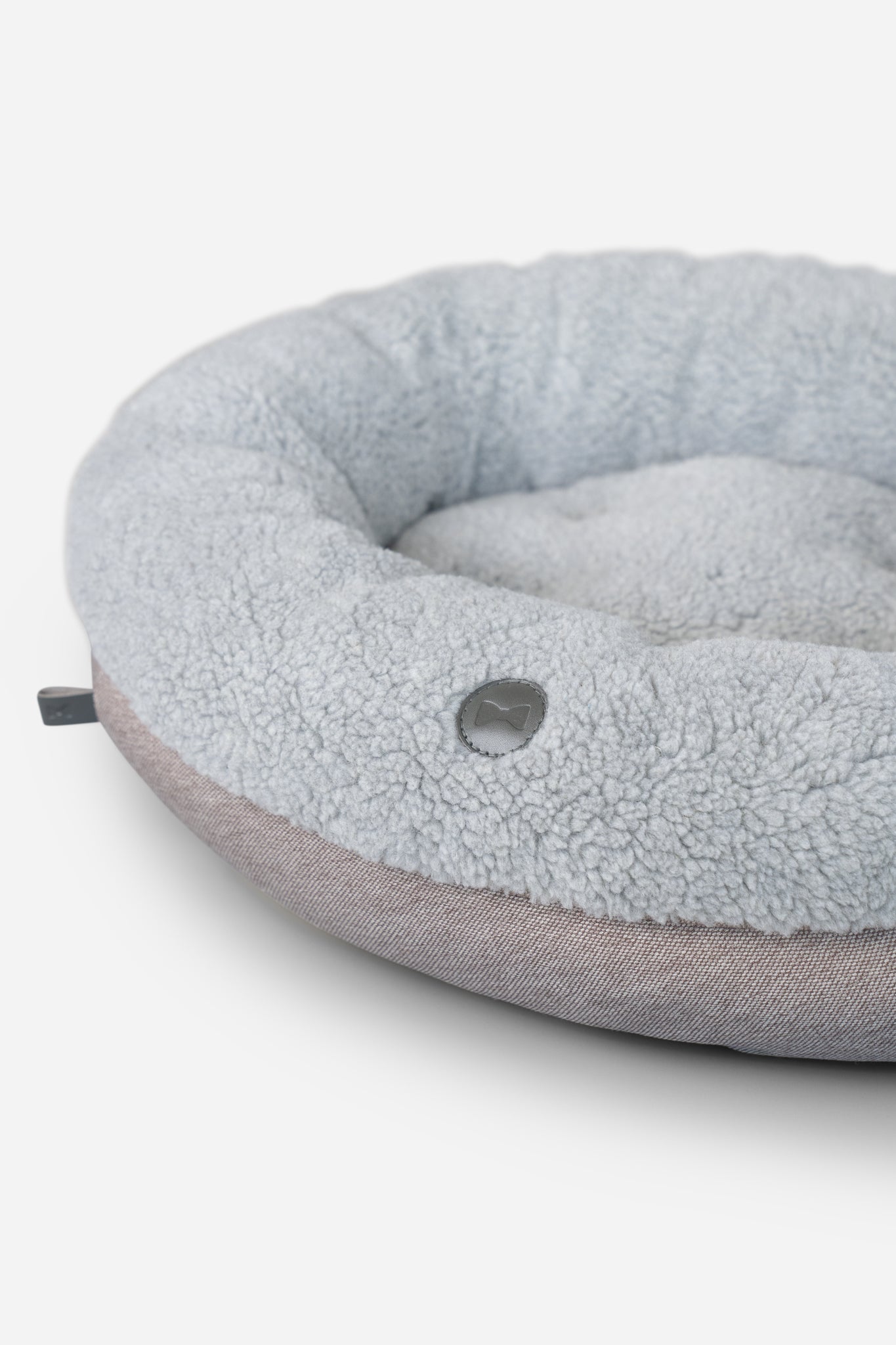 Dog Bed Faux Fur Donut Calming Bolster Washable Gray Mat