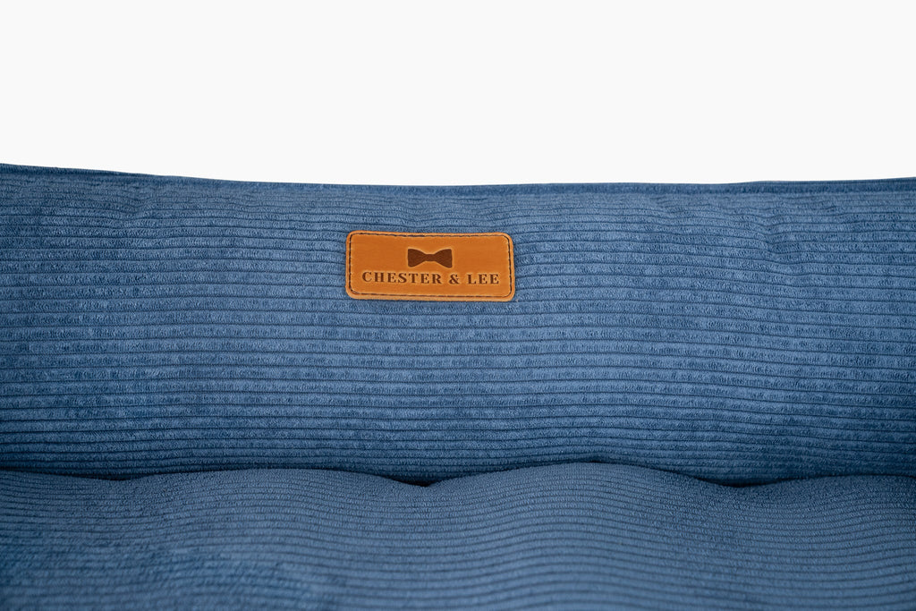Fancy Corduroy Sleeper Dog Bed - Ocean Blue Cushion Bed - Majestic Pet Kingdom