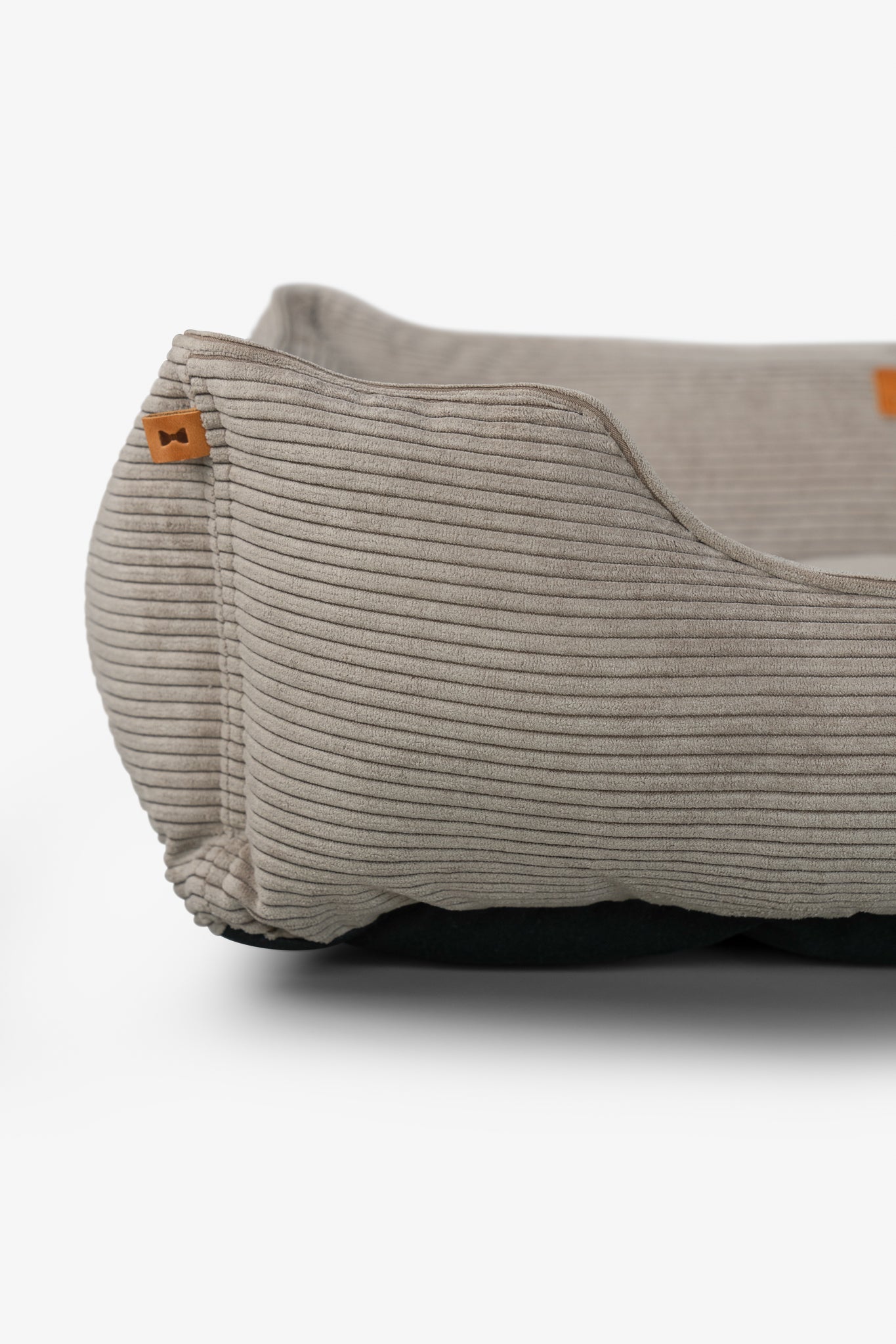Fancy Corduroy Sleeper Dog Bed - Taupe Pet Cushion Bed - Majestic Pet Kingdom