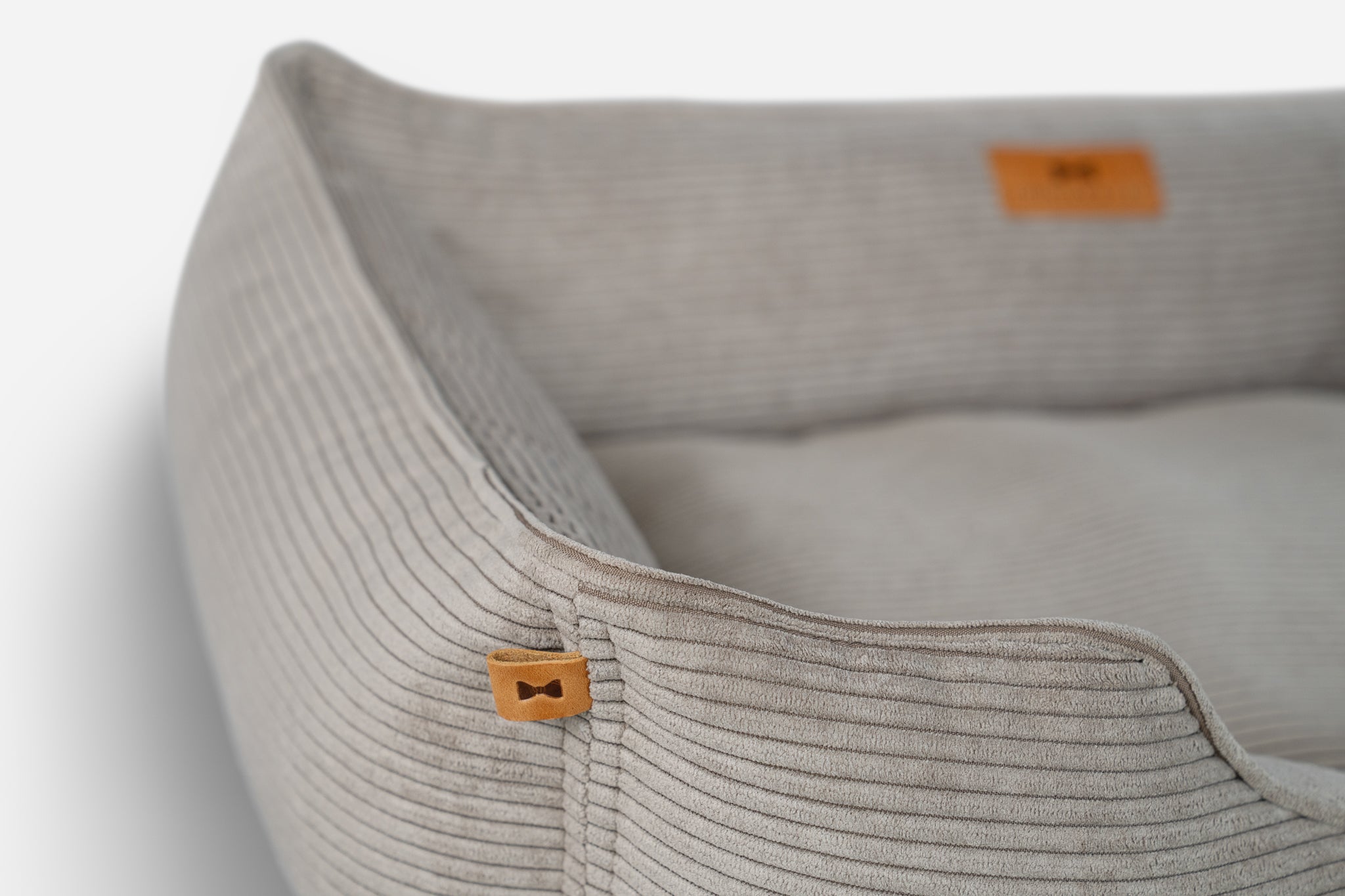 Fancy Corduroy Sleeper Dog Bed - Taupe Pet Cushion Bed - Majestic Pet Kingdom