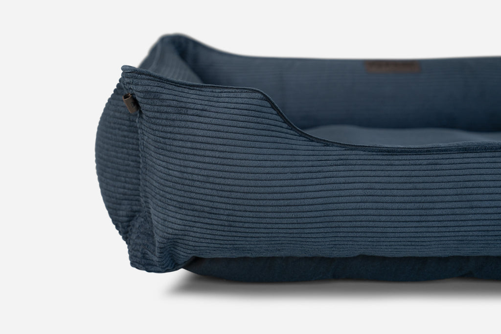 Fancy Corduroy Sleeper Dog Bed - Graphite Cushion Bed - Majestic Pet Kingdom