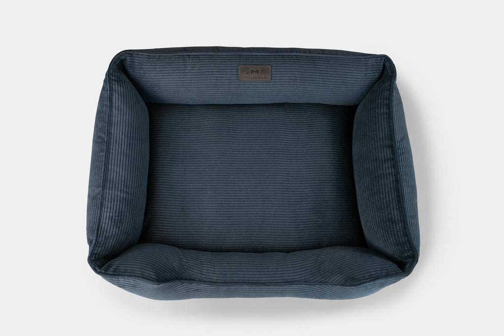 Fancy Corduroy Sleeper Dog Bed - Graphite Cushion Bed - Majestic Pet Kingdom