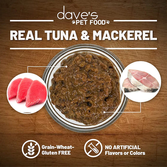 Dave's Naturally Healthy Grain Free Grilled Tuna & Mackerel Dinner In Gravy Wet Cat Food (5.5oz) - Majestic Pet Kingdom