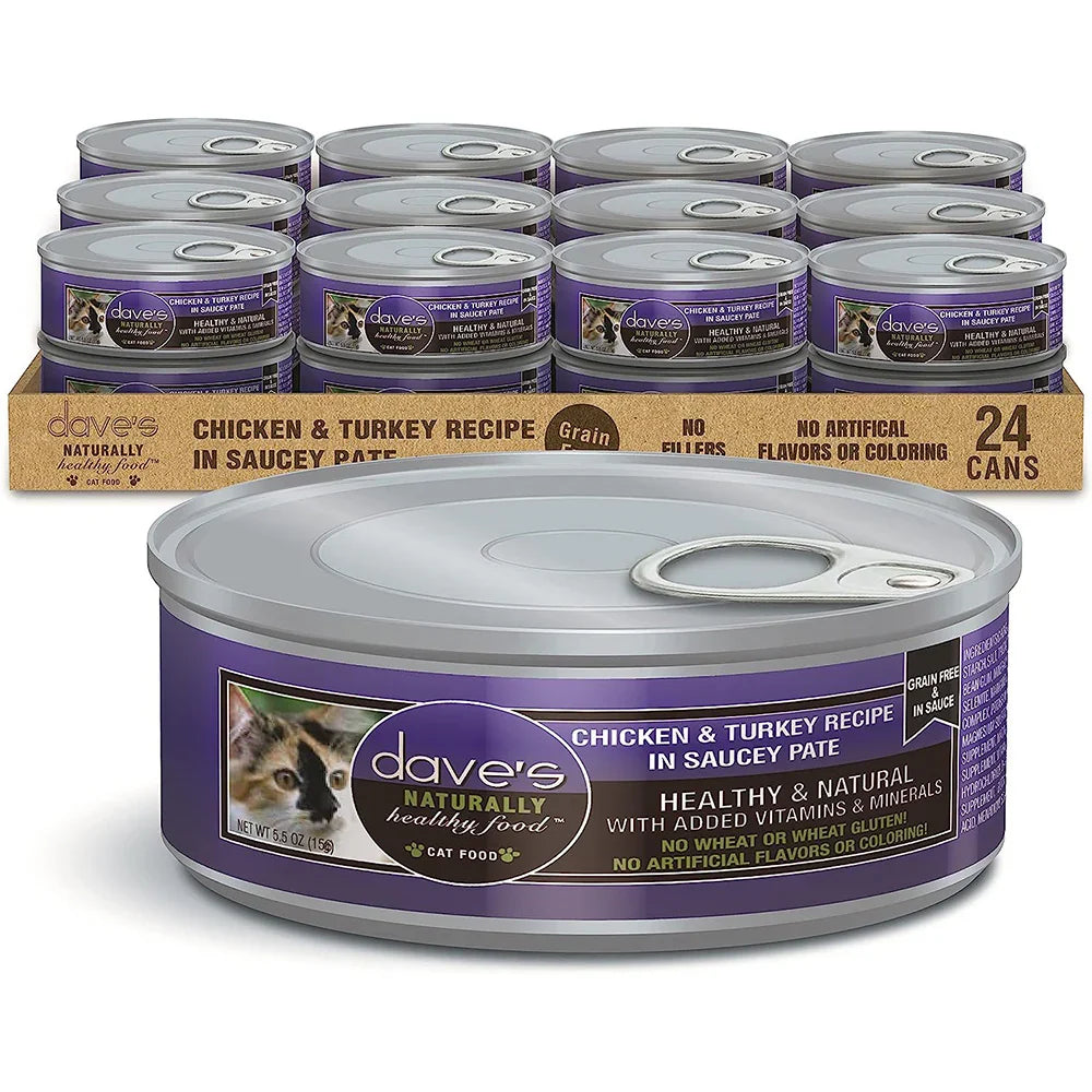 Dave's Chicken & Turkey Recipe in Saucey Paté Wet Cat Food (5.5oz) - Majestic Pet Kingdom