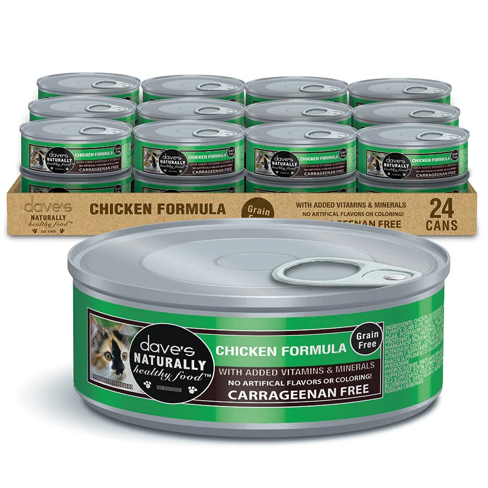 Dave's Naturally Healthy Grain Free Chicken Formula Wet Cat Food (5.5oz) - Majestic Pet Kingdom
