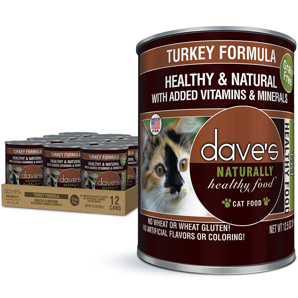 Dave's Naturally Healthy Turkey Dinner Paté Wet Cat Food (12.5oz) - Majestic Pet Kingdom