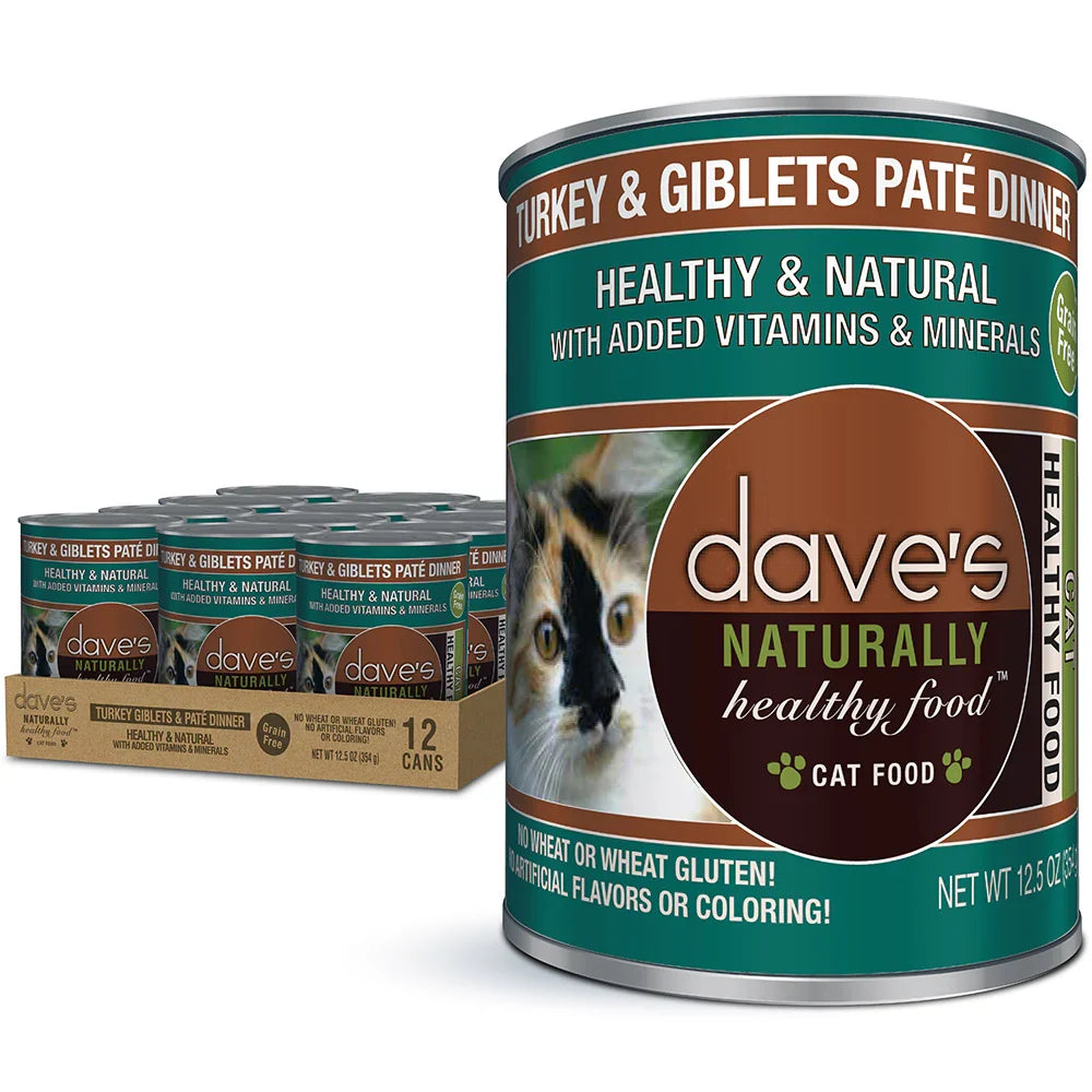 Dave's Naturally Healthy Turkey & Giblets Dinner Paté Wet Cat Food (12.5oz) - Majestic Pet Kingdom