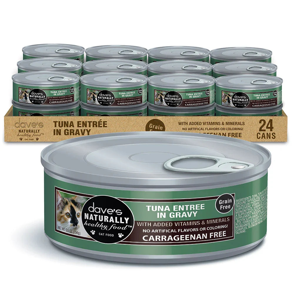 Dave's Naturally Healthy Grain Free Tuna Entrée in Gravy Wet Cat Food (5.5oz) - Majestic Pet Kingdom
