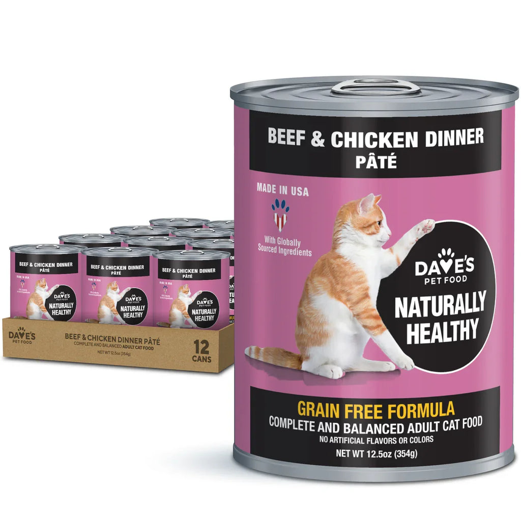 Dave's Naturally Healthy Beef & Chicken Dinner Paté Wet Cat Food (12.5oz) - Majestic Pet Kingdom