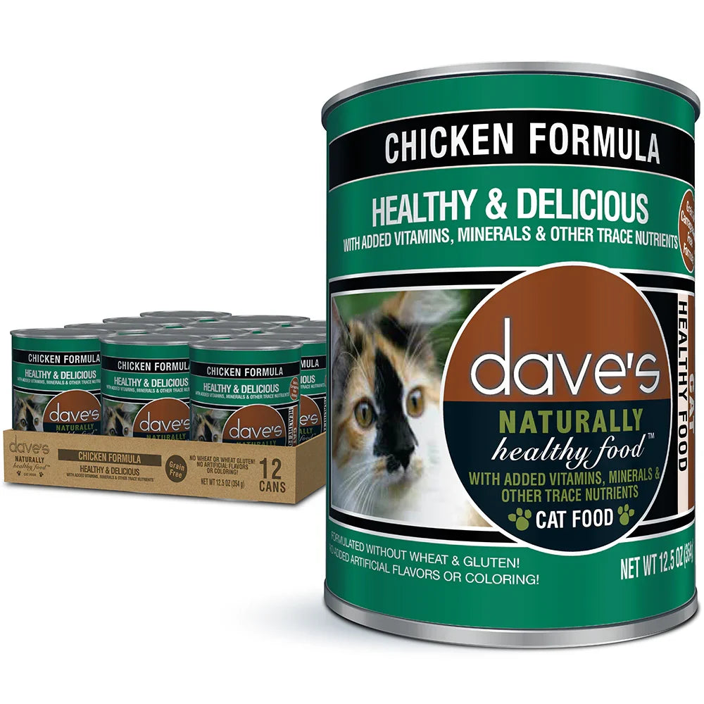 Dave's Naturally Healthy Chicken Dinner Paté Wet Cat Food (12.5oz) - Majestic Pet Kingdom