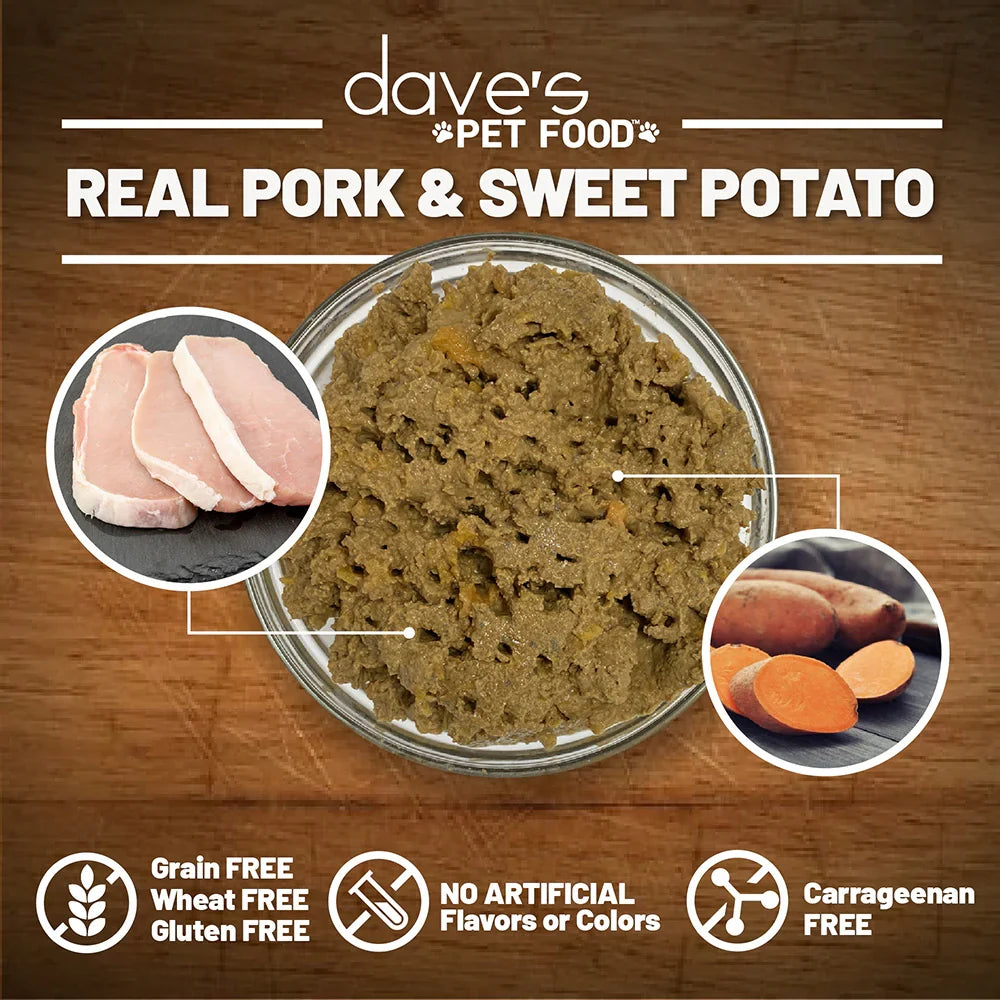 Dave's Grain Free Pork & Sweet Potato Entrée For Dogs (13.2oz) - Majestic Pet Kingdom