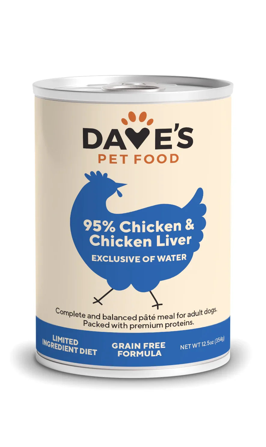 Dave's 95% Premium Meats™ Chicken & Chicken Liver For Dogs (12.5oz) - Majestic Pet Kingdom