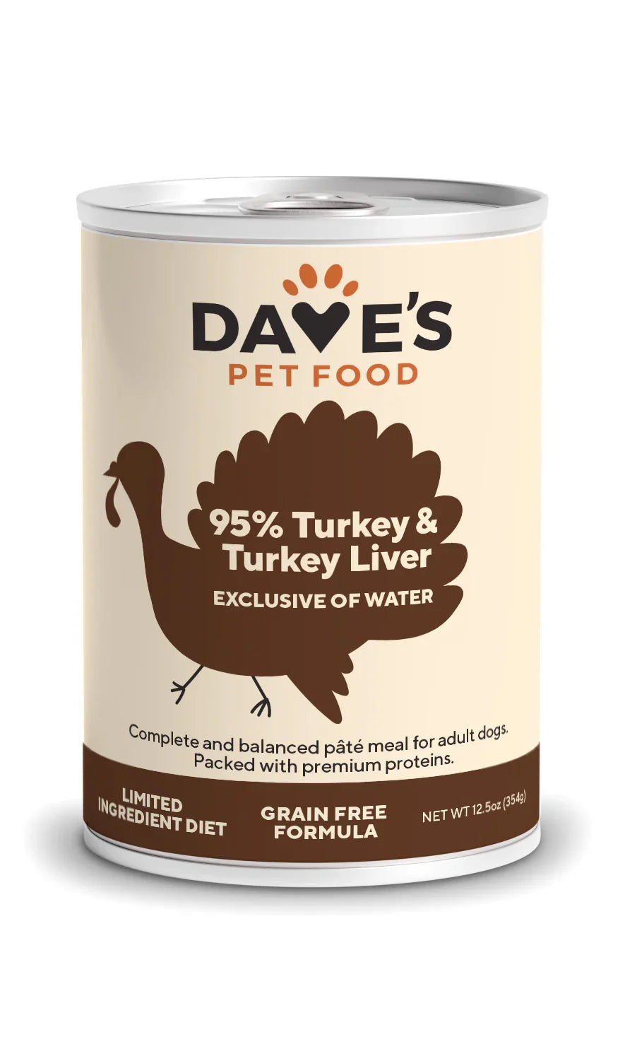Dave's 95% Premium Meats™ Turkey & Turkey Liver For Dogs (12.5oz) - Majestic Pet Kingdom