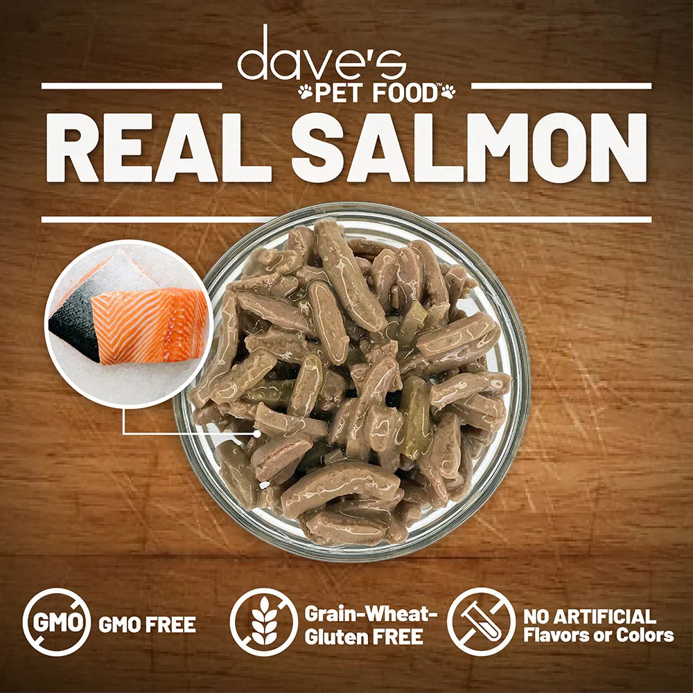 Dave's Naturally Healthy Grain Free Shredded Salmon Dinner in Gravy Wet Cat Food (5.5oz) - Majestic Pet Kingdom