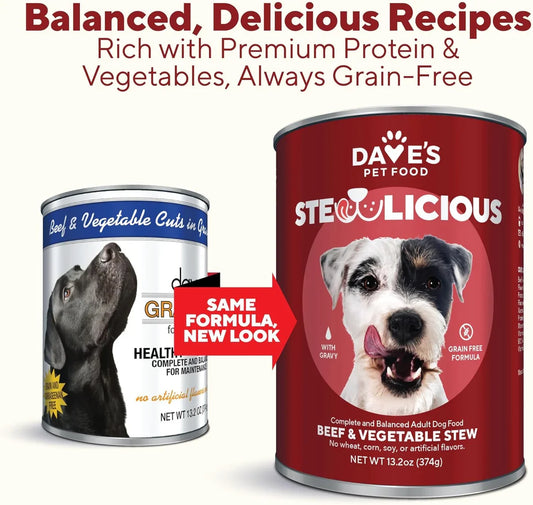 Dave's Stewlicious Beef & Vegetable Stew For Dogs (13.2oz) - Majestic Pet Kingdom