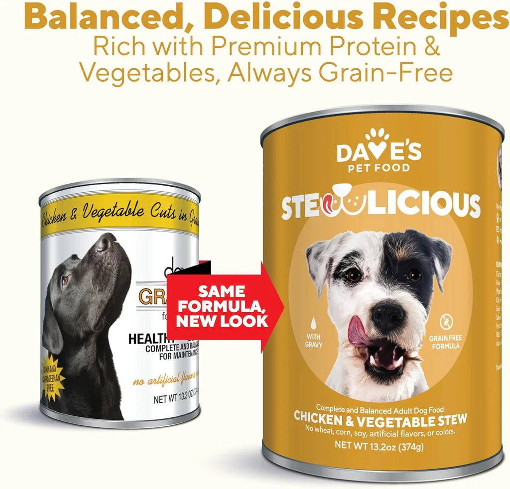 Dave's Stewlicious Chicken & Vegetable Stew For Dogs (13.2oz) - Majestic Pet Kingdom