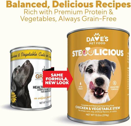 Dave's Stewlicious Chicken & Vegetable Stew For Dogs (13.2oz) - Majestic Pet Kingdom
