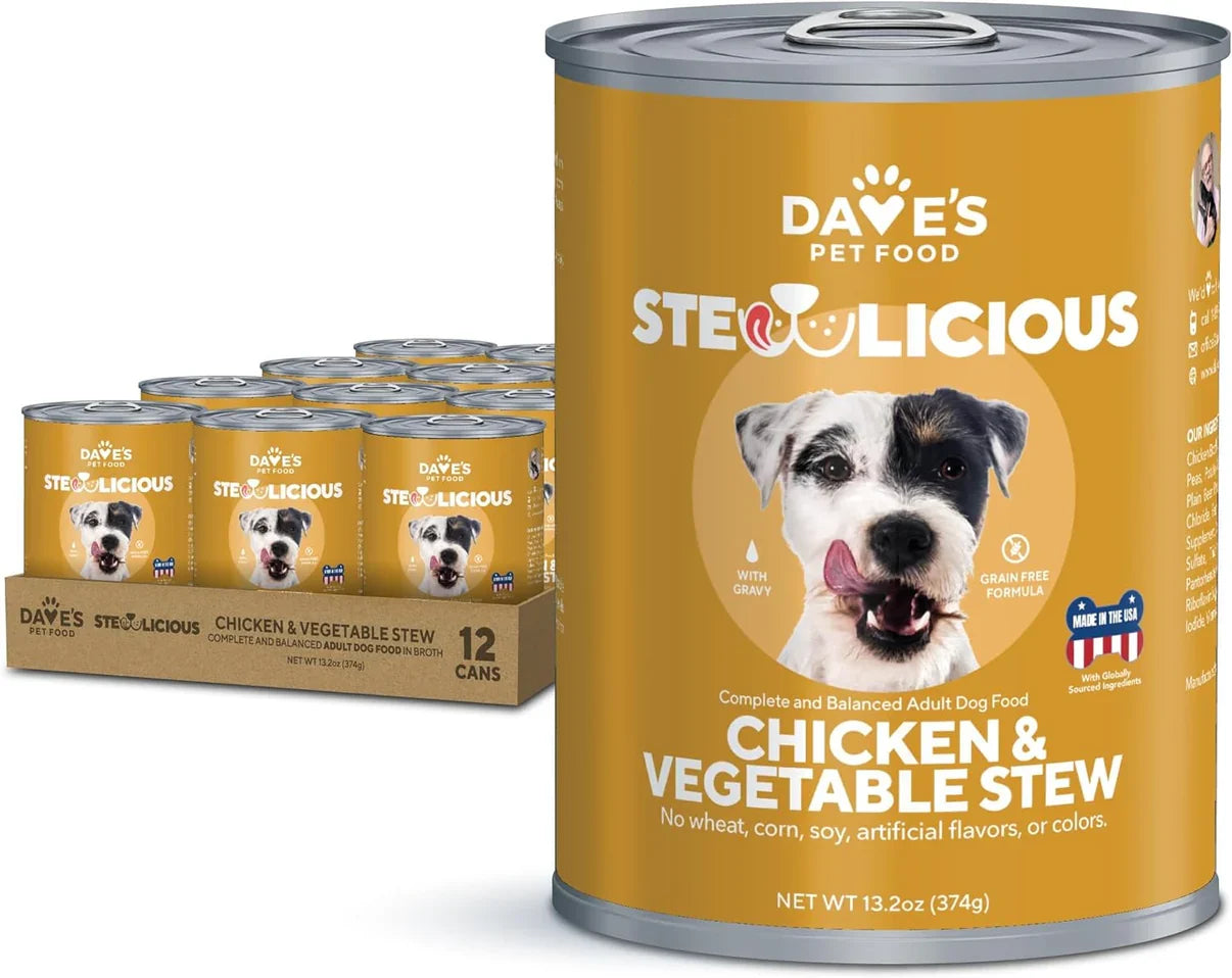 Dave's Stewlicious Chicken & Vegetable Stew For Dogs (13.2oz) - Majestic Pet Kingdom