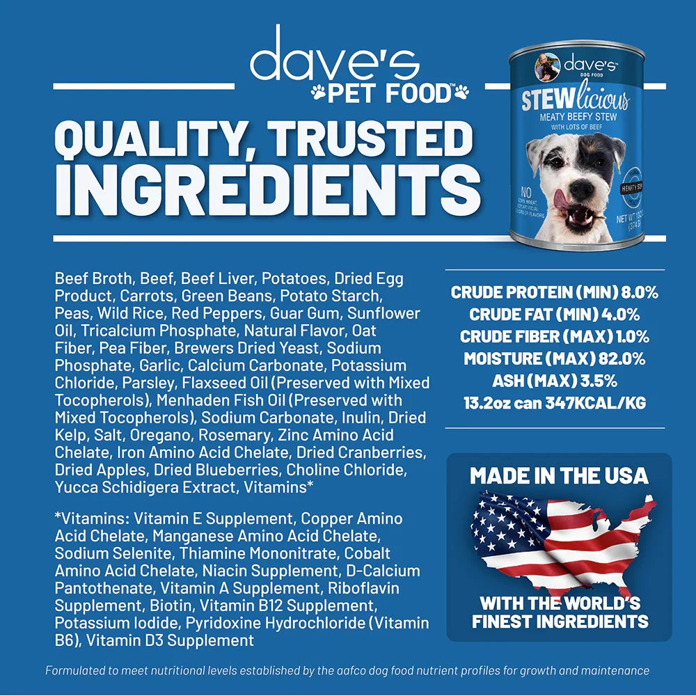 Dave's Stewlicious Meaty Beefy Stew For Dogs (13.2oz) - Majestic Pet Kingdom