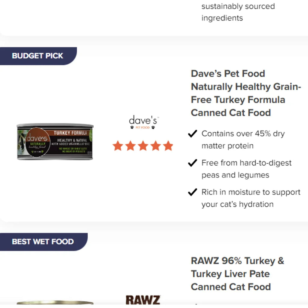 Dave's Naturally Healthy Grain Free Turkey Formula Wet Cat Food (5.5oz) - Majestic Pet Kingdom