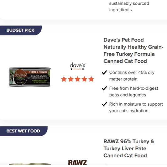 Dave's Naturally Healthy Grain Free Turkey Formula Wet Cat Food (5.5oz) - Majestic Pet Kingdom