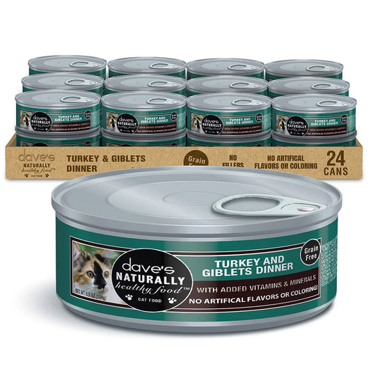 Dave's Naturally Healthy Grain Free Turkey & Giblets Dinner Wet Cat Food (5.5oz) - Majestic Pet Kingdom