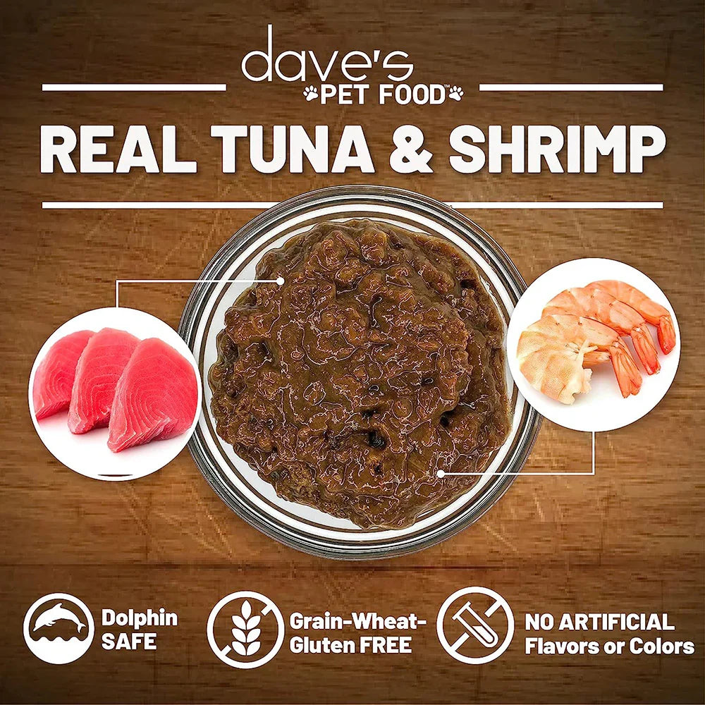 Dave's Naturally Healthy Grain Free Tuna & Shrimp Dinner in Gravy Wet Cate Food (5.5oz) - Majestic Pet Kingdom