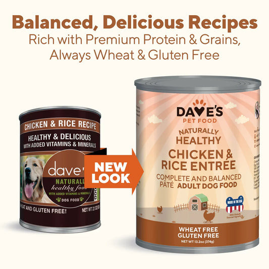 Dave’s Naturally Healthy Chicken & Rice Recipe Wet Dog Food (13.2oz) - Majestic Pet Kingdom