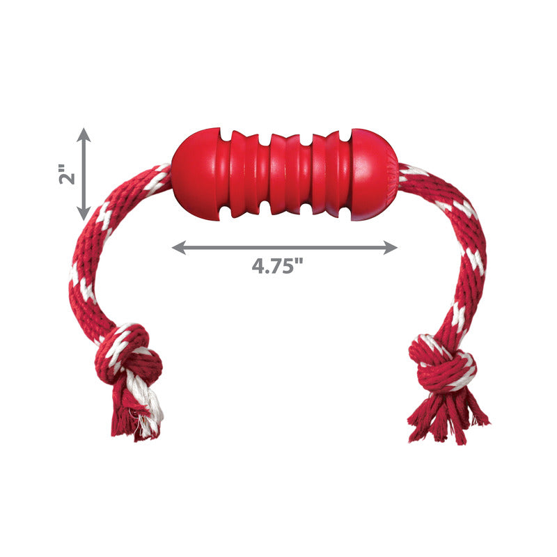 Dog Chew Toy KONG Dental Rubber Bone with Clean Rope Medium - Detail Angle 4 | Majestic Pet Kingdom