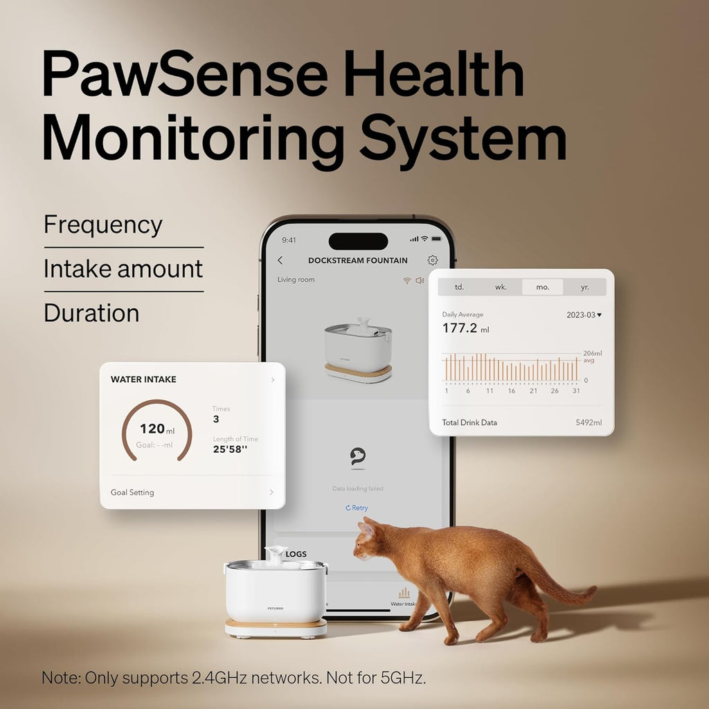 Dockstream Wireless Water Pump App Cat Fountain | Smart Stainless Steel Hydration System with App Tracking - Majestic Pet Kingdom