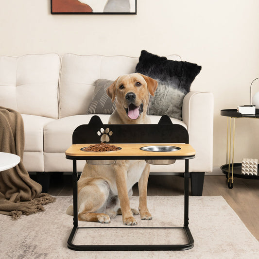 Dog Bowl Stand with 2 Stainless Steel Food Water Bowls | Purrfect Pet Kingdom