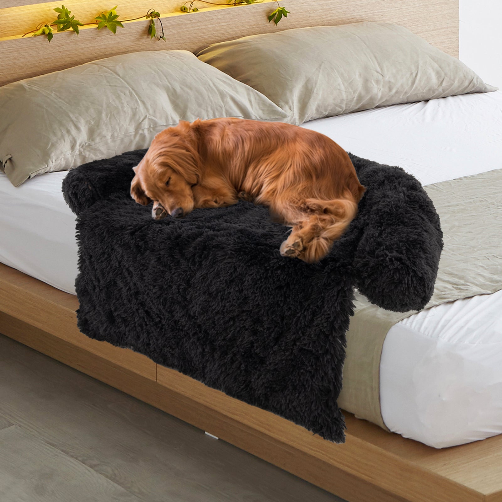 Plush Calming Dog Couch Bed with Anti-Slip Bottom - Majestic Pet Kingdom