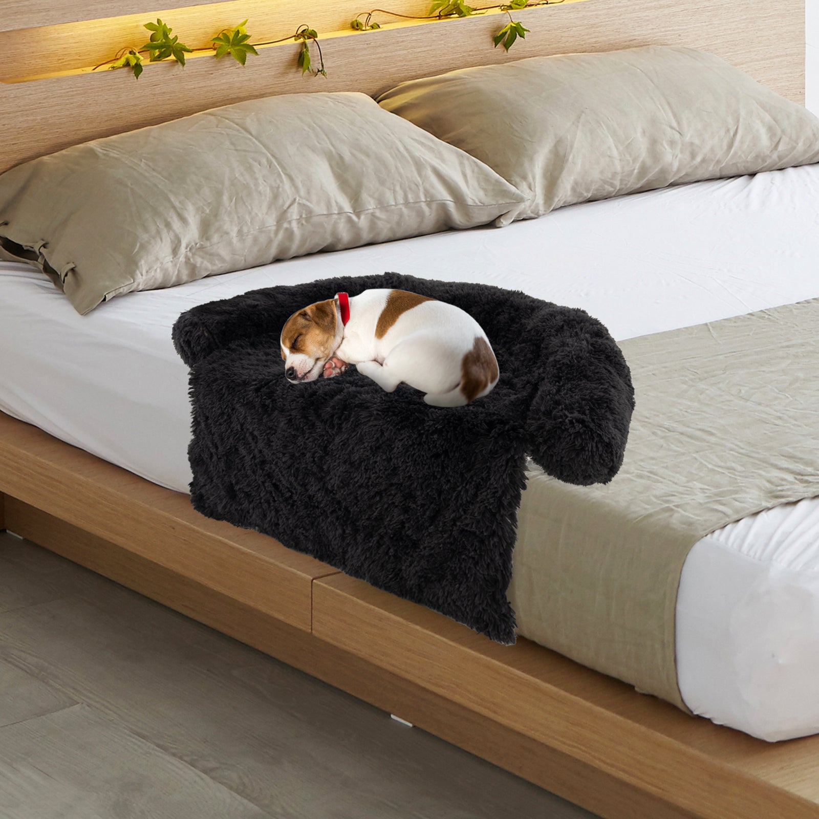 Plush Calming Dog Couch Bed with Anti-Slip Bottom-S - Majestic Pet Kingdom