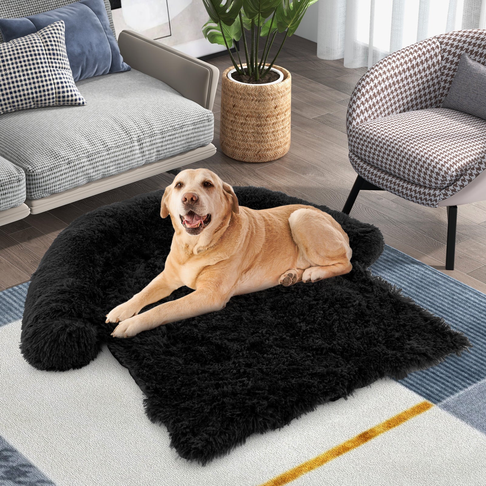 Plush Calming Dog Couch Bed with Anti-Slip Bottom - Majestic Pet Kingdom