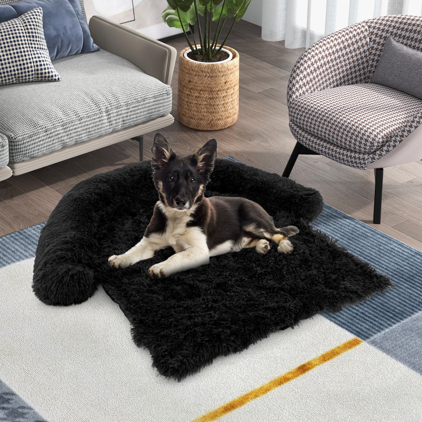 Plush Calming Dog Couch Bed with Anti-Slip Bottom-M - Majestic Pet Kingdom