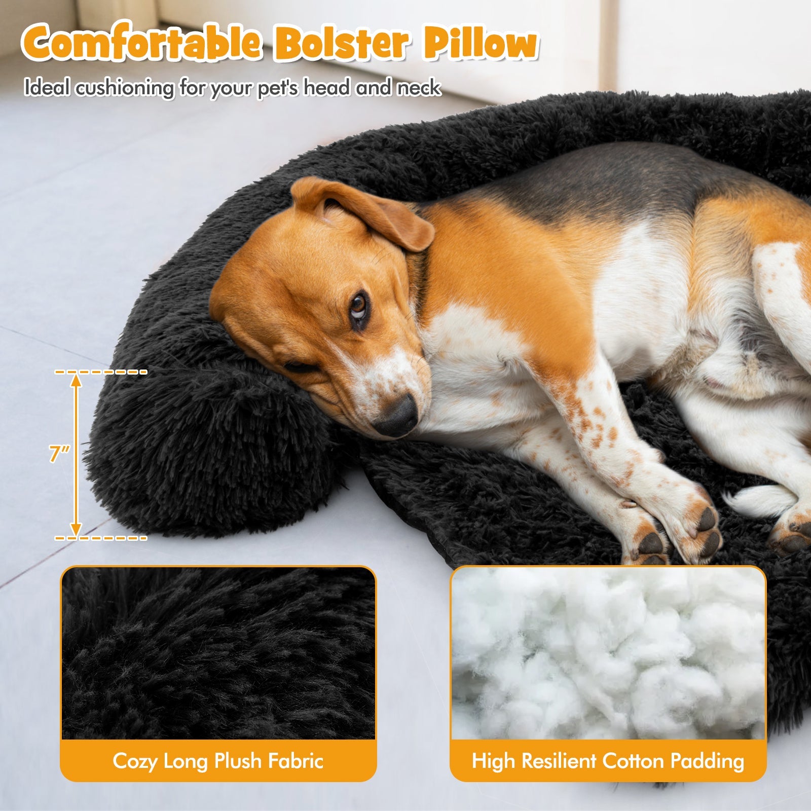 Plush Calming Dog Couch Bed with Anti-Slip Bottom-M - Majestic Pet Kingdom