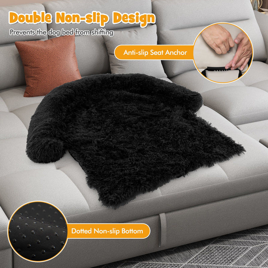Plush Calming Dog Couch Bed with Anti-Slip Bottom-S - Majestic Pet Kingdom
