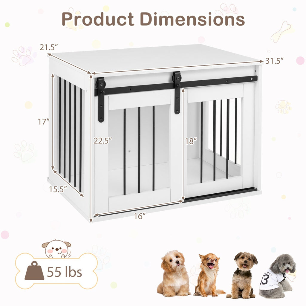 Dog Crate Furniture Heavy Duty Dog Kennel with Sliding Barn Door