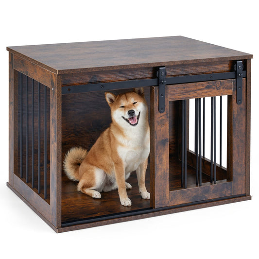 Dog Crate Furniture Heavy Duty Dog Kennel with Sliding Barn Door | Purrfect Pet Kingdom