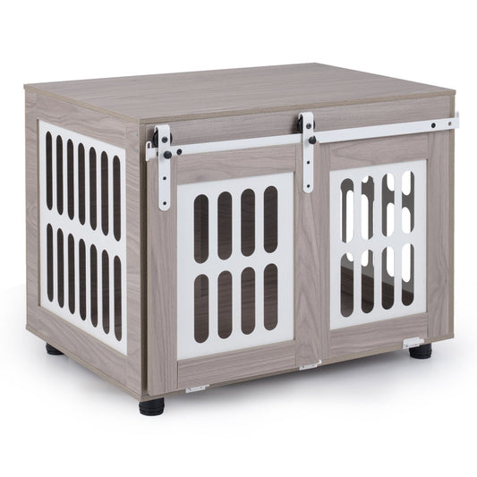 Dog Crate Furniture with Sliding Barn Door for Small Medium Dogs | Purrfect Pet Kingdom