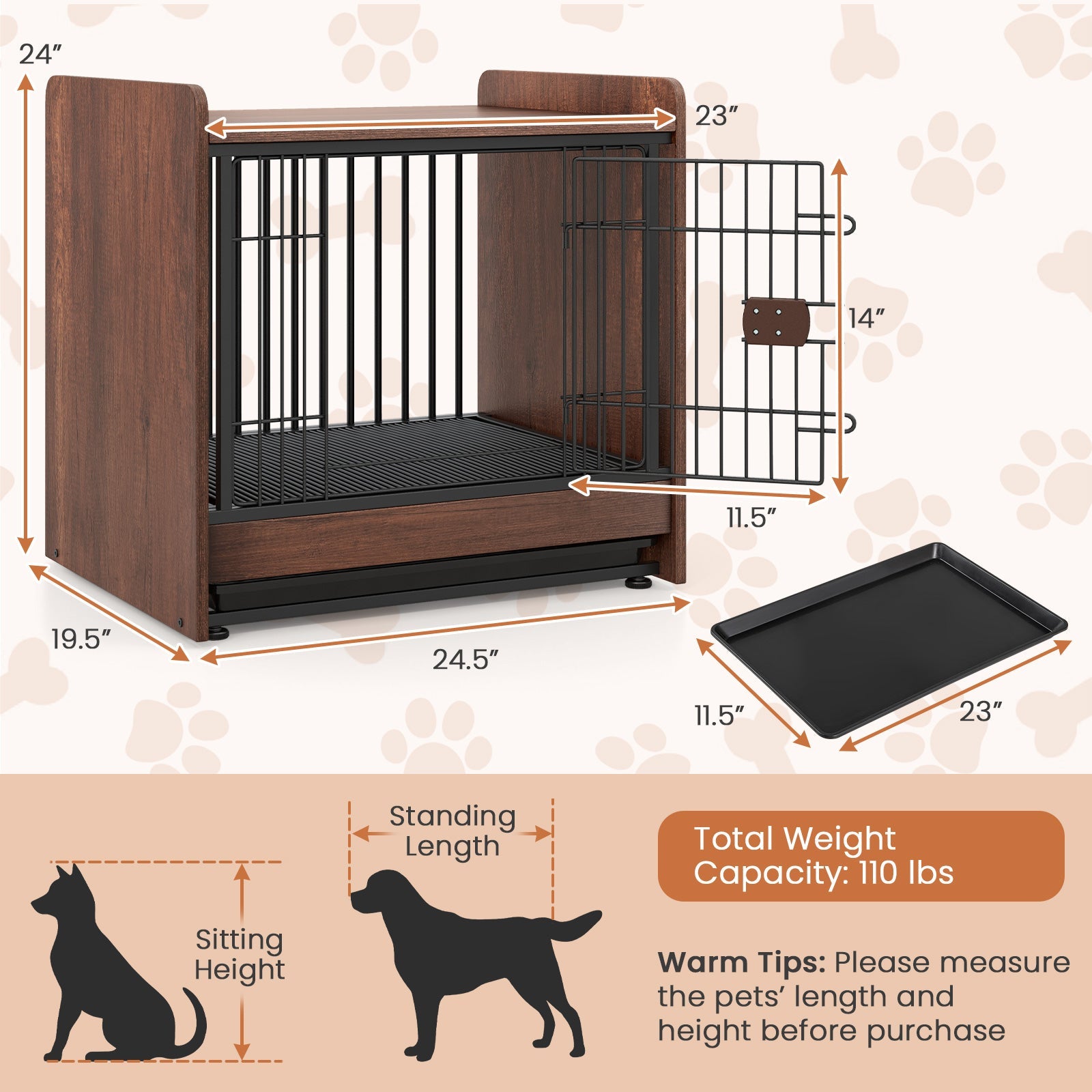 Dog Crate Indoor Dog Cage with Removable Tray and Lockable Door | Purrfect Pet Kingdom
