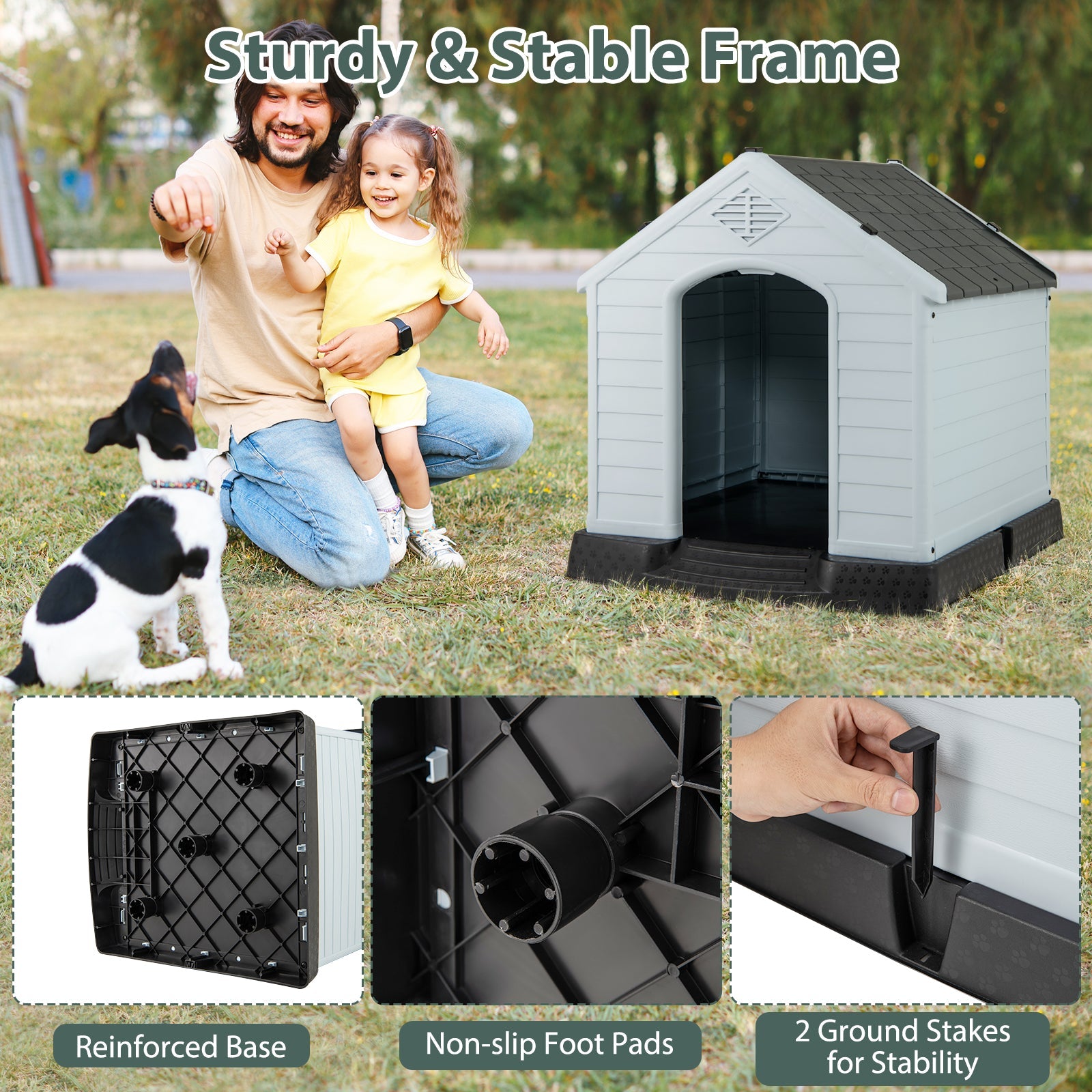 Dog House for Small Dogs Waterproof Plastic with Elevated Floor-S