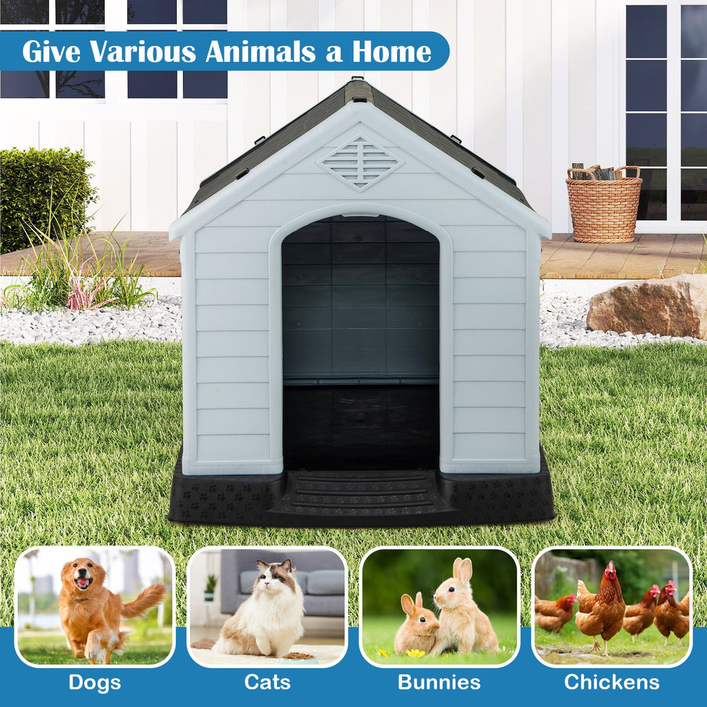 Dog House for Small Dogs Waterproof Plastic with Elevated Floor-M | Purrfect Pet Kingdom