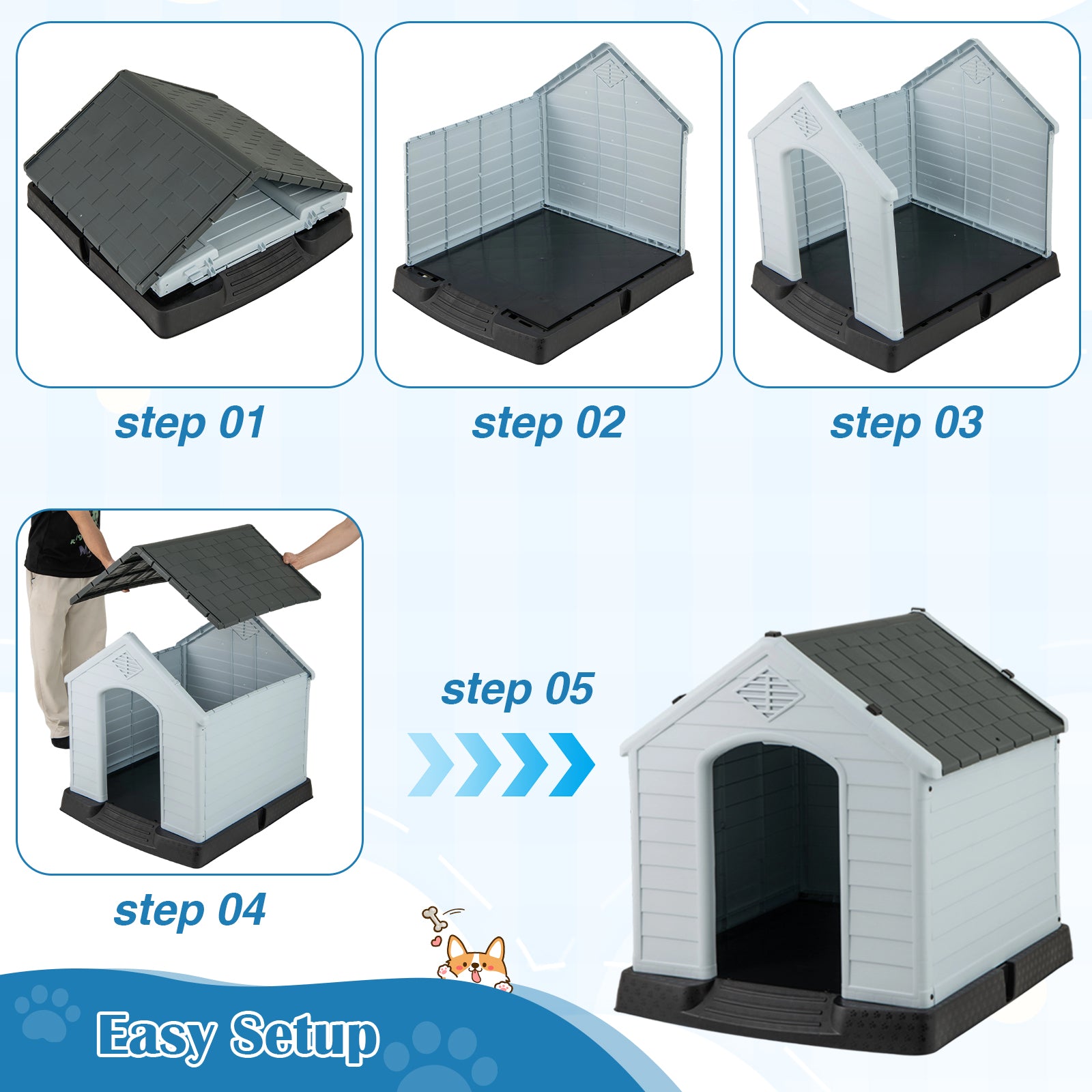 Dog House for Small Dogs Waterproof Plastic with Elevated Floor-M | Purrfect Pet Kingdom