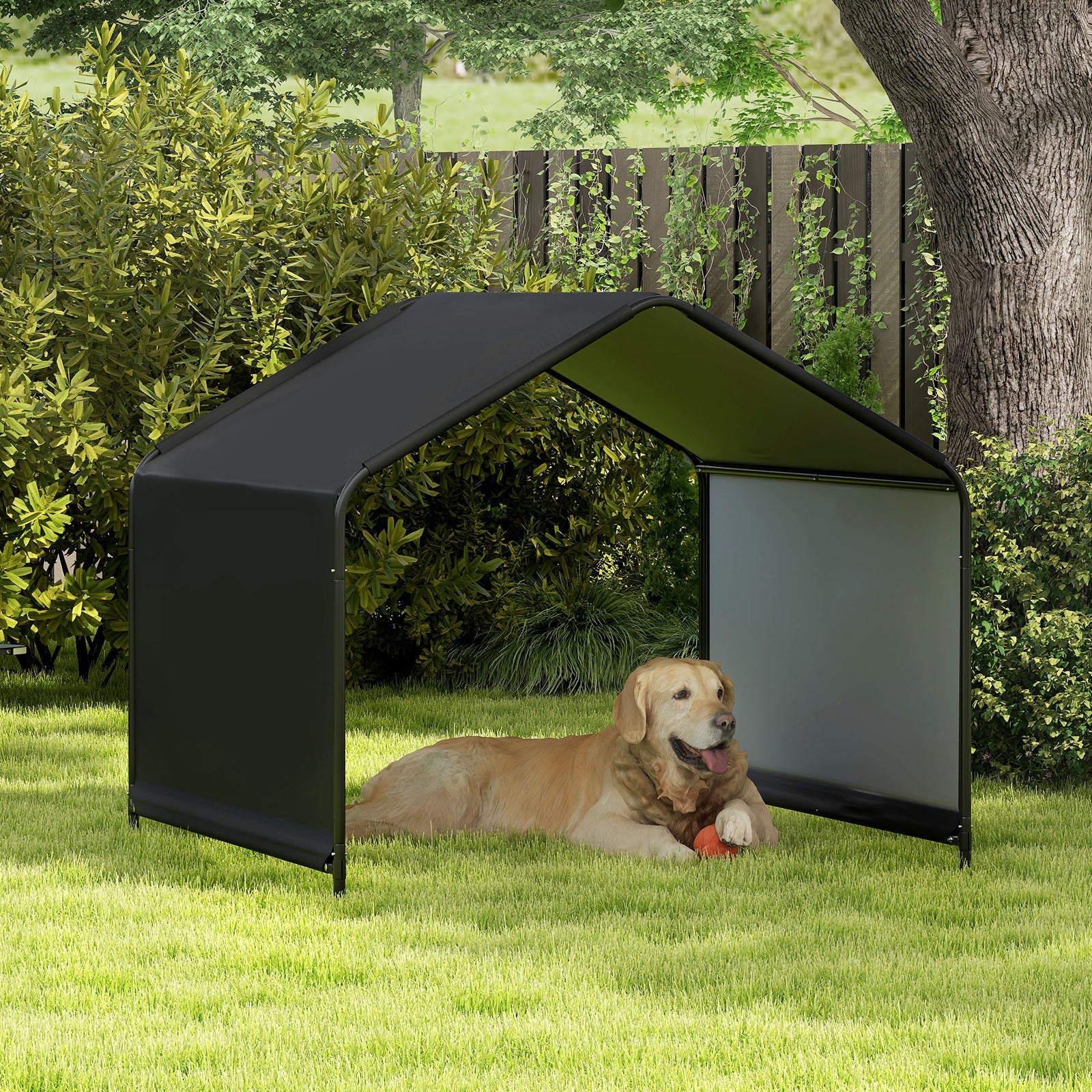 Dog Shade Shelter Outdoor Canopy Kennel with Waterproof Roof - Main Feature View | Majestic Pet Kingdom
