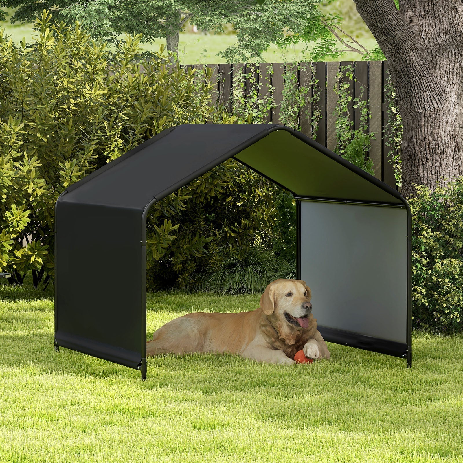 Dog Shade Shelter with Waterproof Roof for Large Medium Small Breeds-Black - Majestic Pet Kingdom